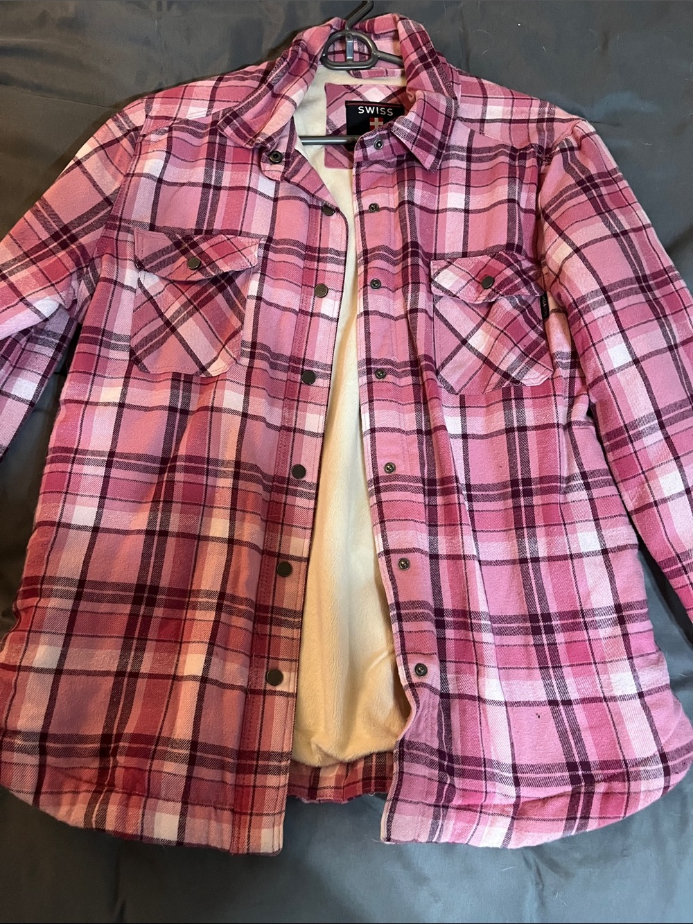 Swiss Tech Pink Plaid Fleece-Lined Kids Jacket